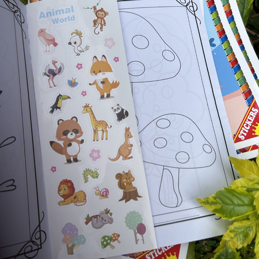 Kids Cartoon Coloring Book with Stickers