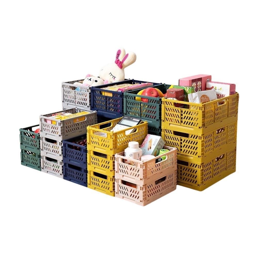 Collapsible Plastic Storage Basket, Desktop Organizer & Multi-Purpose Storage Box