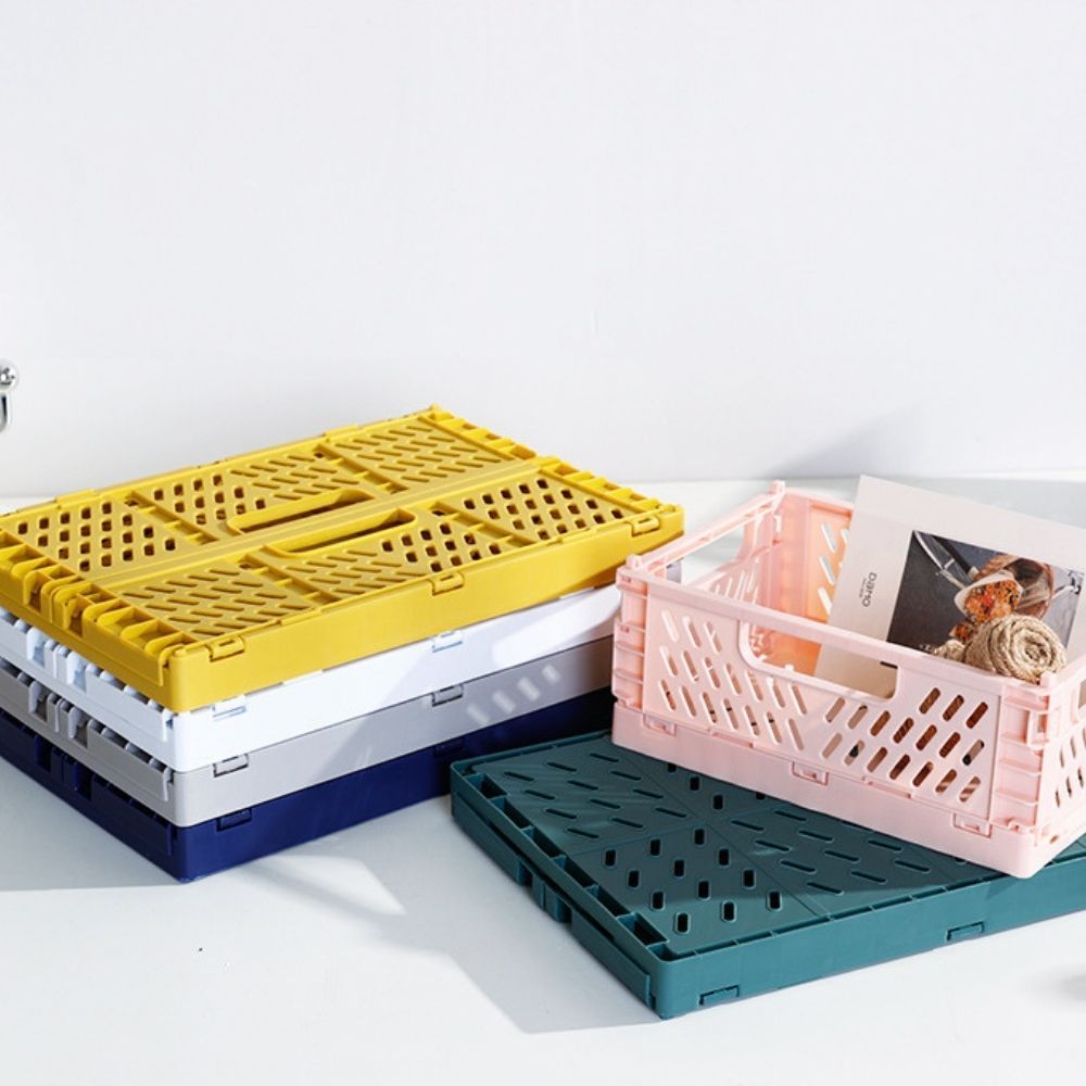 Collapsible Plastic Storage Basket, Desktop Organizer & Multi-Purpose Storage Box