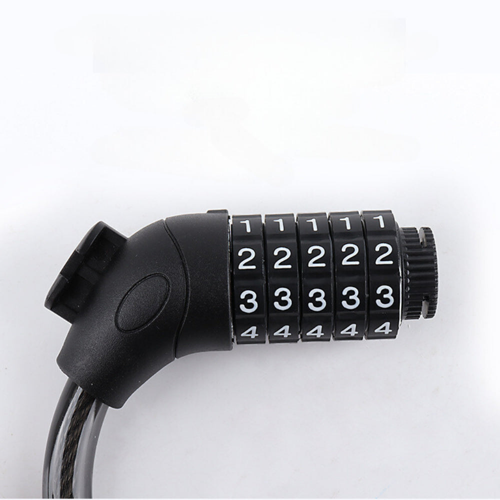 Heavy-Duty Bicycle Lock, 5-Digit Combination Cable Lock or Key Lock