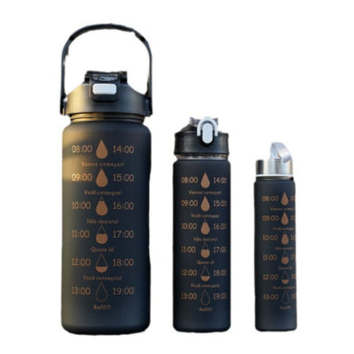 Gradient Sports Water Bottle Set 3 Piece Frosted Plastic Straw Cups with Measurements