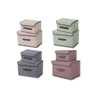 Foldable Fabric Storage Box Set with Lid Dustproof Portable Organizer