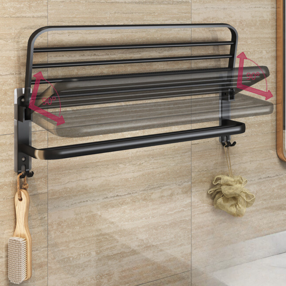 No-Drill Bathroom Towel Rack & Storage Shelf