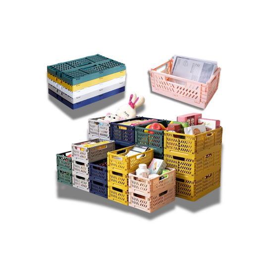 Collapsible Plastic Storage Basket, Desktop Organizer & Multi-Purpose Storage Box