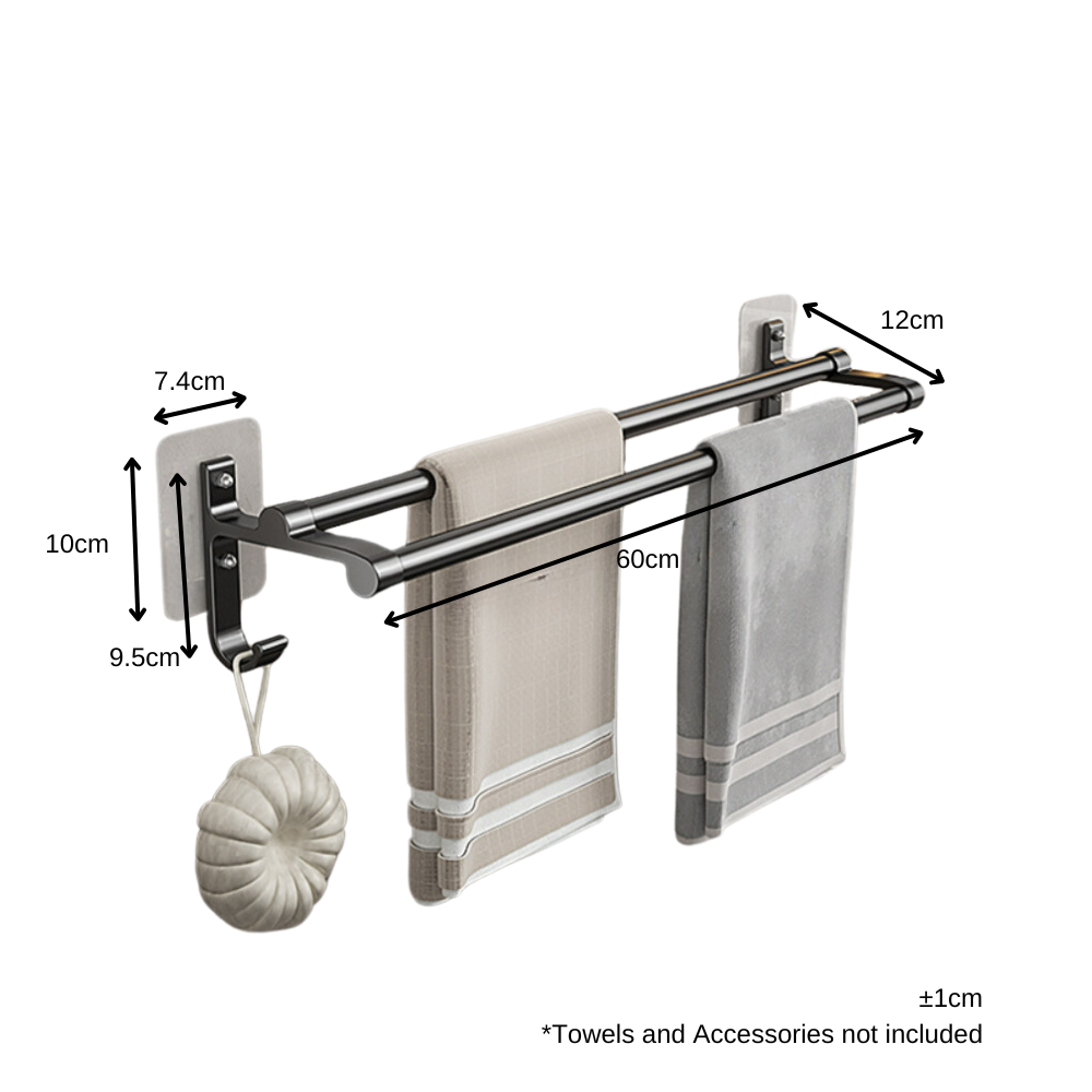 No-Drill Bathroom Towel Rack & Storage Shelf
