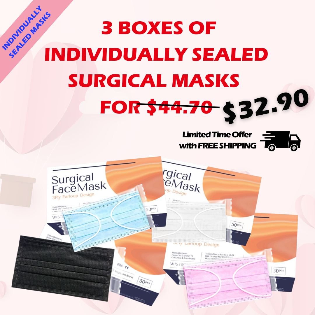 3 BOXES OF INDIVIDUALLY SEALED SURGICAL MASKS AT ONLY $29.9 WITH FREE SHIPPING