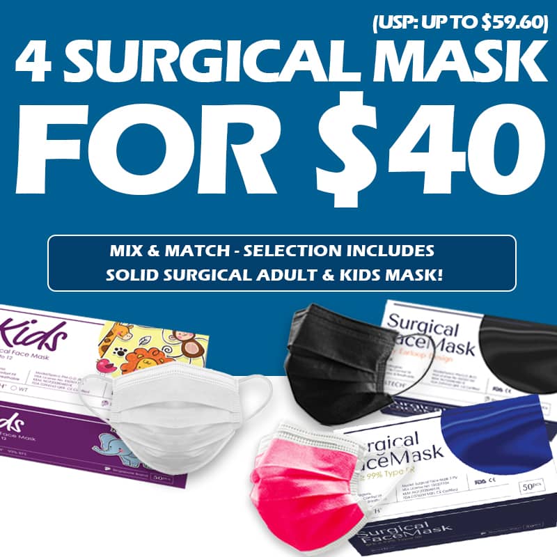4 BOXES SURGICAL MASKS with FREE SHIPPING FOR $40 ONLY