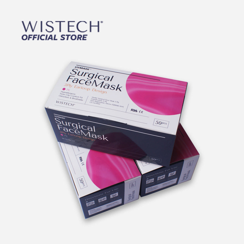 Wistech 3-Ply Surgical Face Mask UVMASK™️ (Pink) - Wistech Singapore