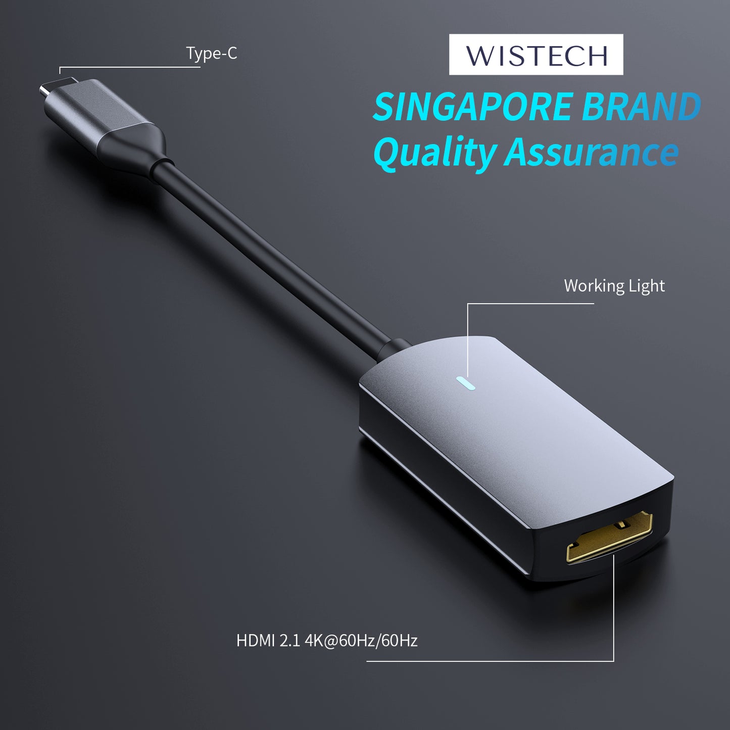 Wistech USB C Type-C Apadter Hub BX1H to HDMI 2.1 4K 60Hz 3840x2160 Support Laptop Cellphone Type-C Adapter USB C Hub - Wistech Singapore