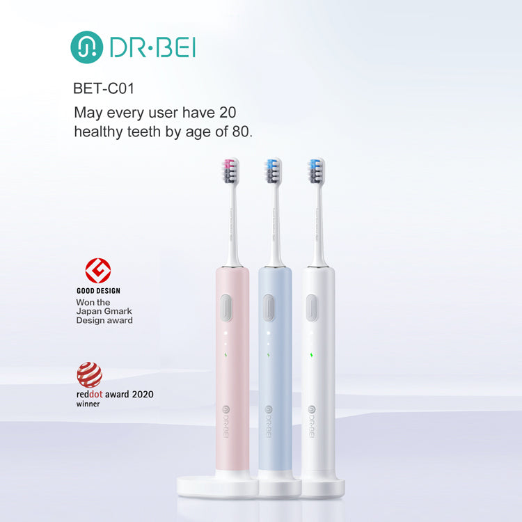 Xiaomi Dr.Bei Sonic Electric Toothbrush (Blue & Pink & White ) Suitable for both Adults/Children/Kids - Wistech Singapore