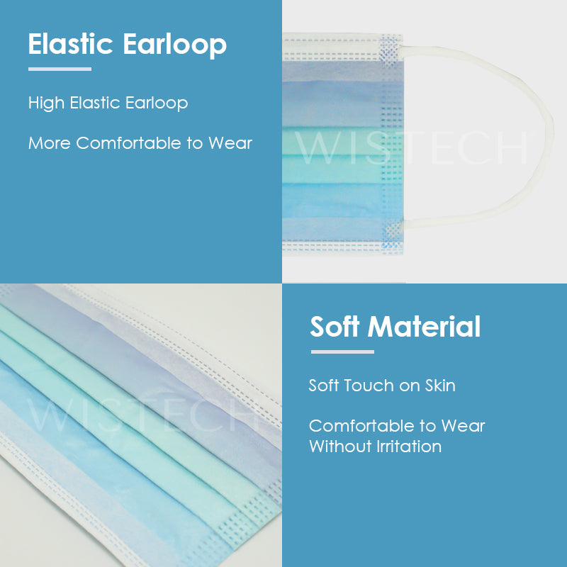 Ocean Blue Gradient Wistech 3 Ply Surgical Face UV MASK - Wistech Singapore