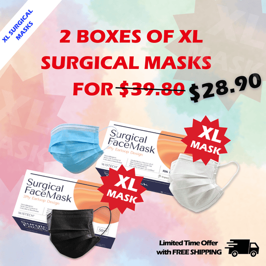 2 BOXES OF XL SURGICAL MASKS AT ONLY $28.90 WITH FREE SHIPPING