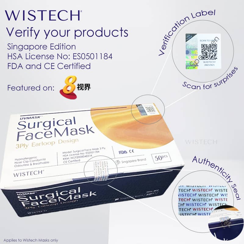 Wistech 3-Ply Surgical Face Mask (Black)
