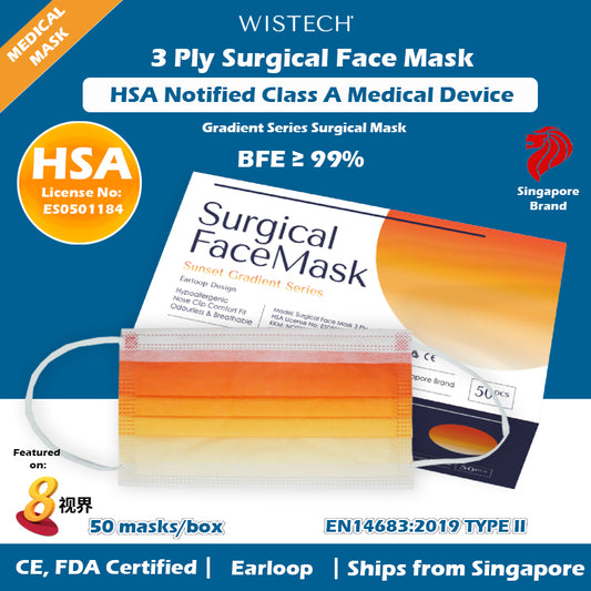 Sunset Gradient Wistech 3 Ply Surgical Face Mask