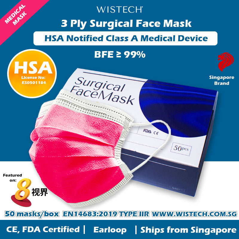 red surgical mask