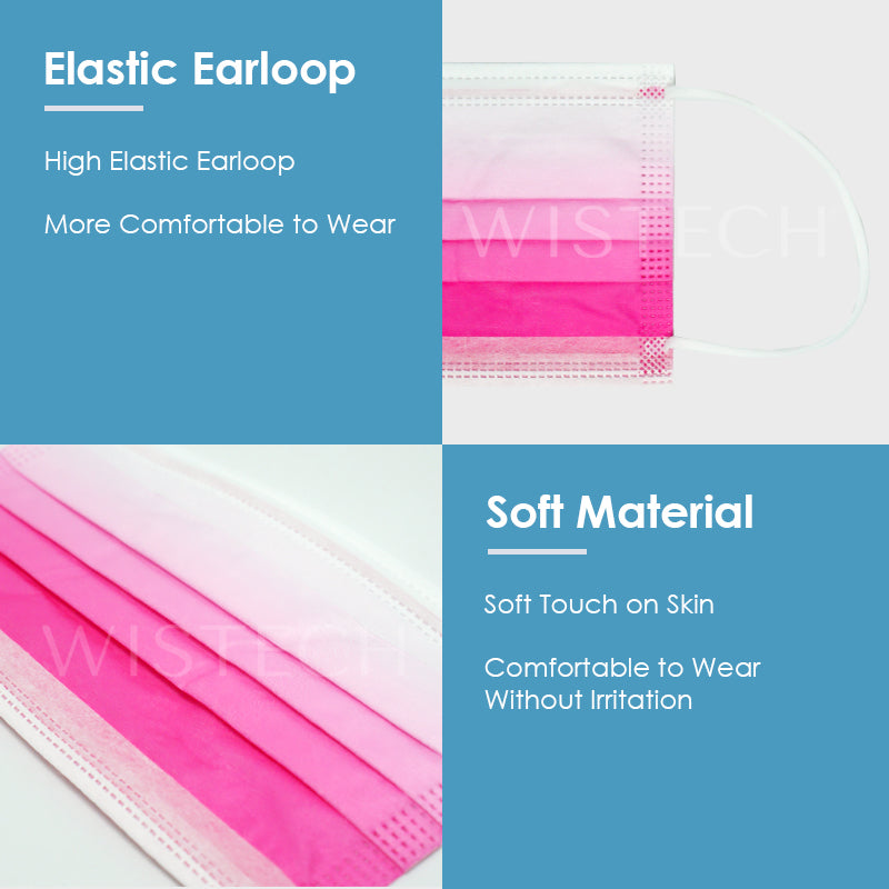 Rose Gradient Wistech 3 Ply Surgical Face UV MASK - Wistech Singapore