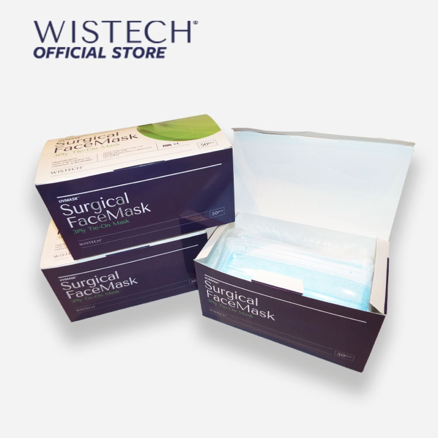 Wistech 3-Ply Tie-on Surgical Face Mask UVMASK™️ (TIE ON) - Wistech Singapore