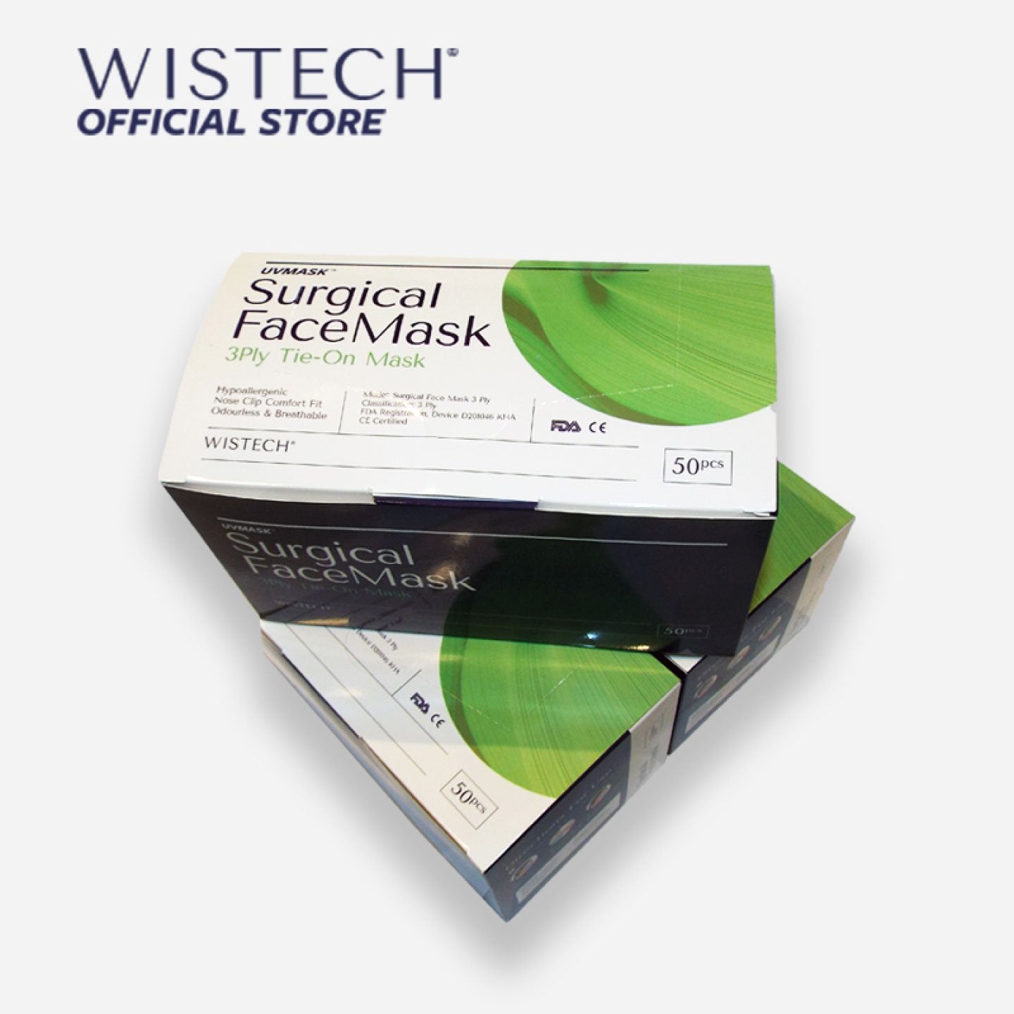 Wistech 3-Ply Tie-on Surgical Face Mask UVMASK™️ (TIE ON) - Wistech Singapore