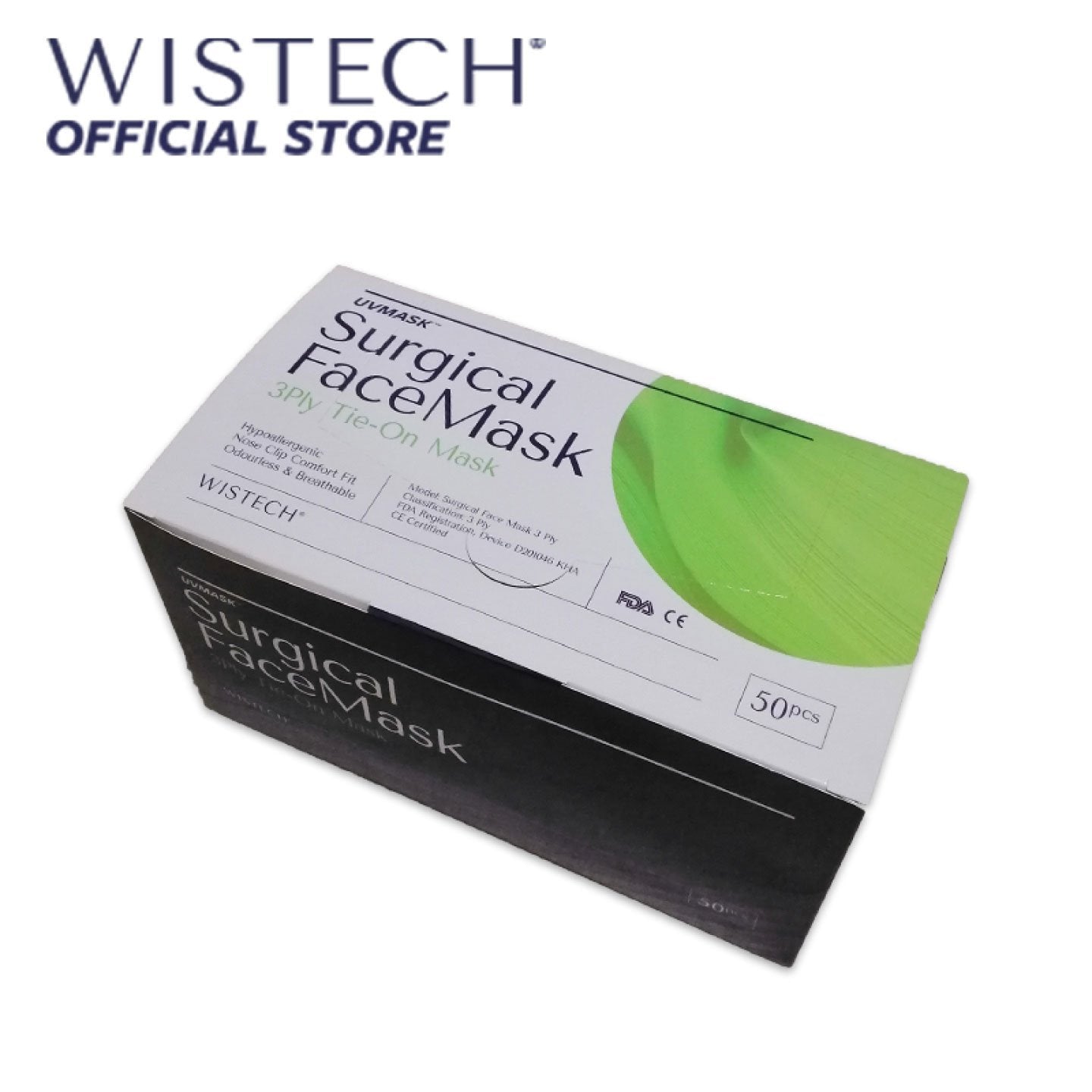 Wistech 3-Ply Tie-on Surgical Face Mask UVMASK™️ (TIE ON) - Wistech Singapore