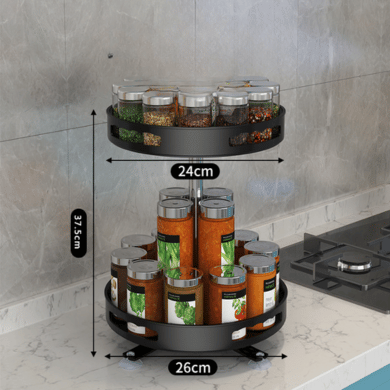 Multi Tier Kitchen Rotating Organizer Double Layer Lazy Susan Storage Rack