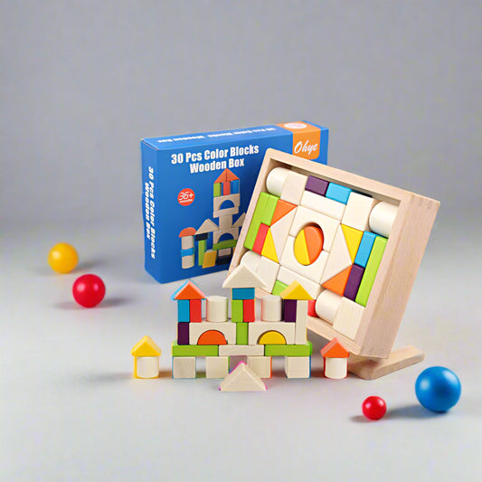 Colorful Wooden Building Blocks Set for Toddlers
