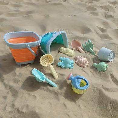 Foldable Beach Toy Set with Shovel & Pail + Mats