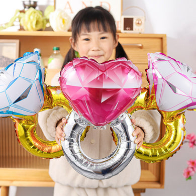 Roses and Diamond Ring Foil Balloons – Mother’s Day and Party Decoration