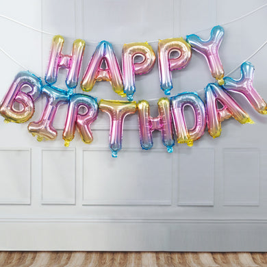 16-Inch Happy Birthday Foil Letter Balloons Set