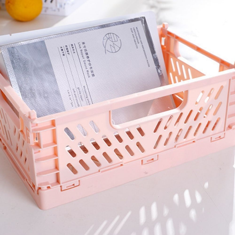 Collapsible Plastic Storage Basket, Desktop Organizer & Multi-Purpose Storage Box