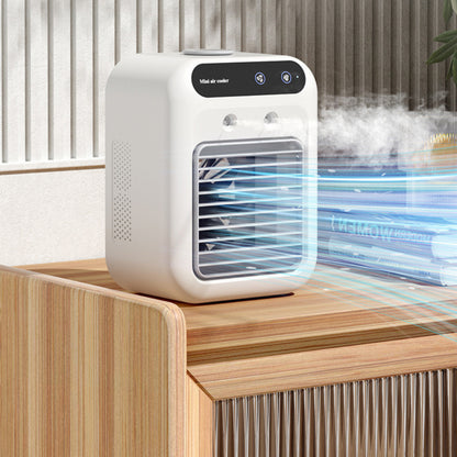 Portable USB Mini Air Conditioner Fan, Desktop Cooling Mist Humidifier