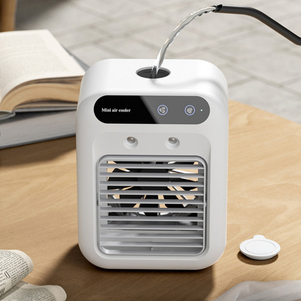 Portable USB Mini Air Conditioner Fan, Desktop Cooling Mist Humidifier