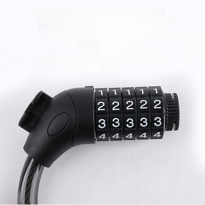 Heavy-Duty Bicycle Lock, 5-Digit Combination Cable Lock or Key Lock