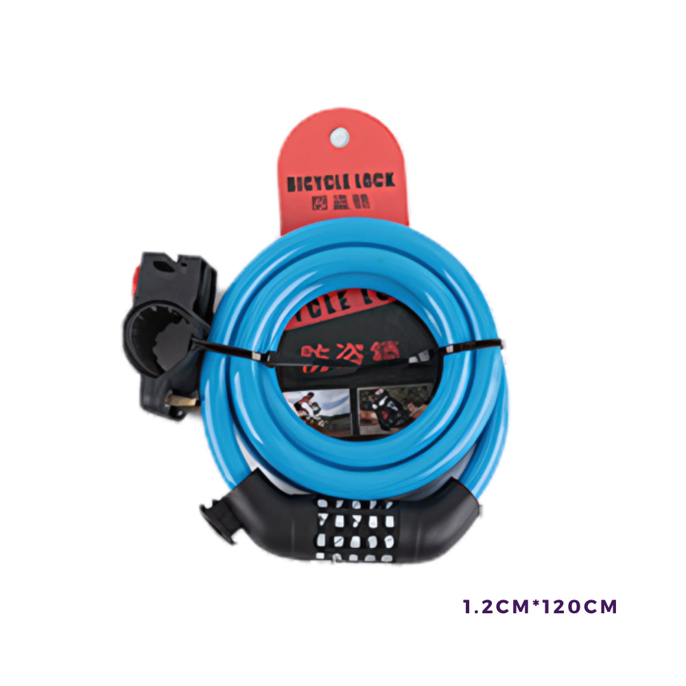 Heavy-Duty Bicycle Lock, 5-Digit Combination Cable Lock or Key Lock