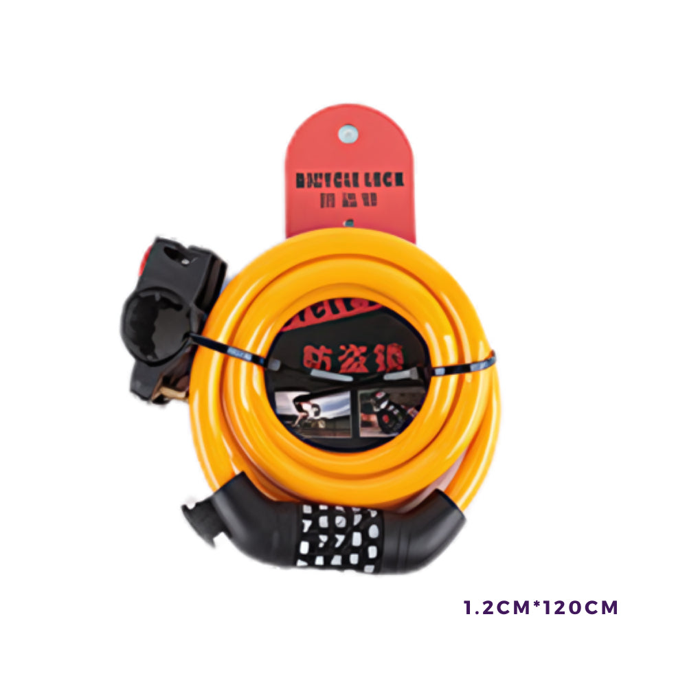 Heavy-Duty Bicycle Lock, 5-Digit Combination Cable Lock or Key Lock