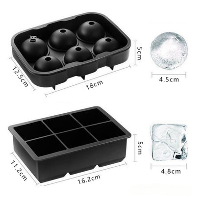 Silicone Ice Cube Tray, Round, Square, Skull, Bear, Heart & Rose Molds for Ice Balls and Large Cubes