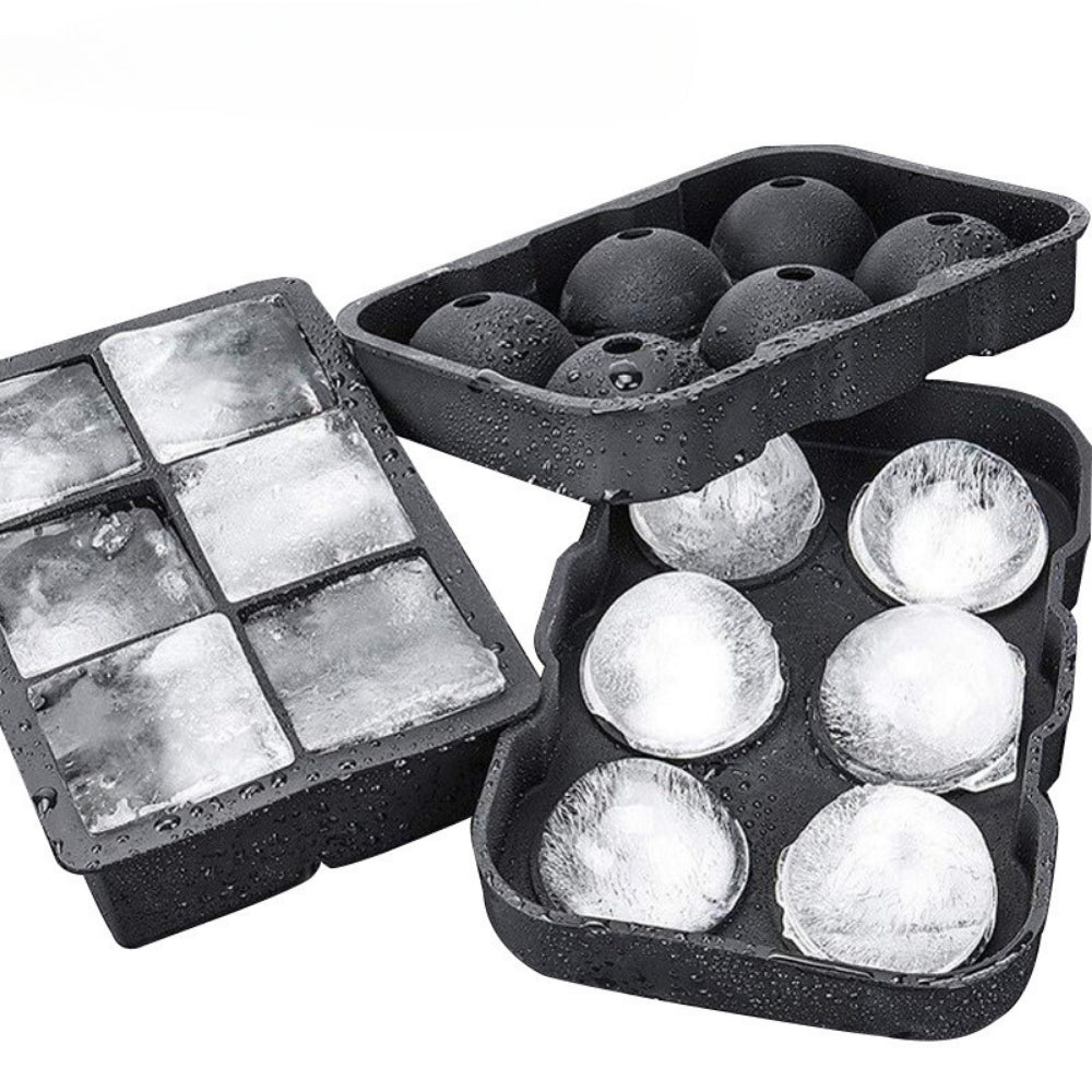 Silicone Ice Cube Tray, Round, Square, Skull, Bear, Heart & Rose Molds for Ice Balls and Large Cubes