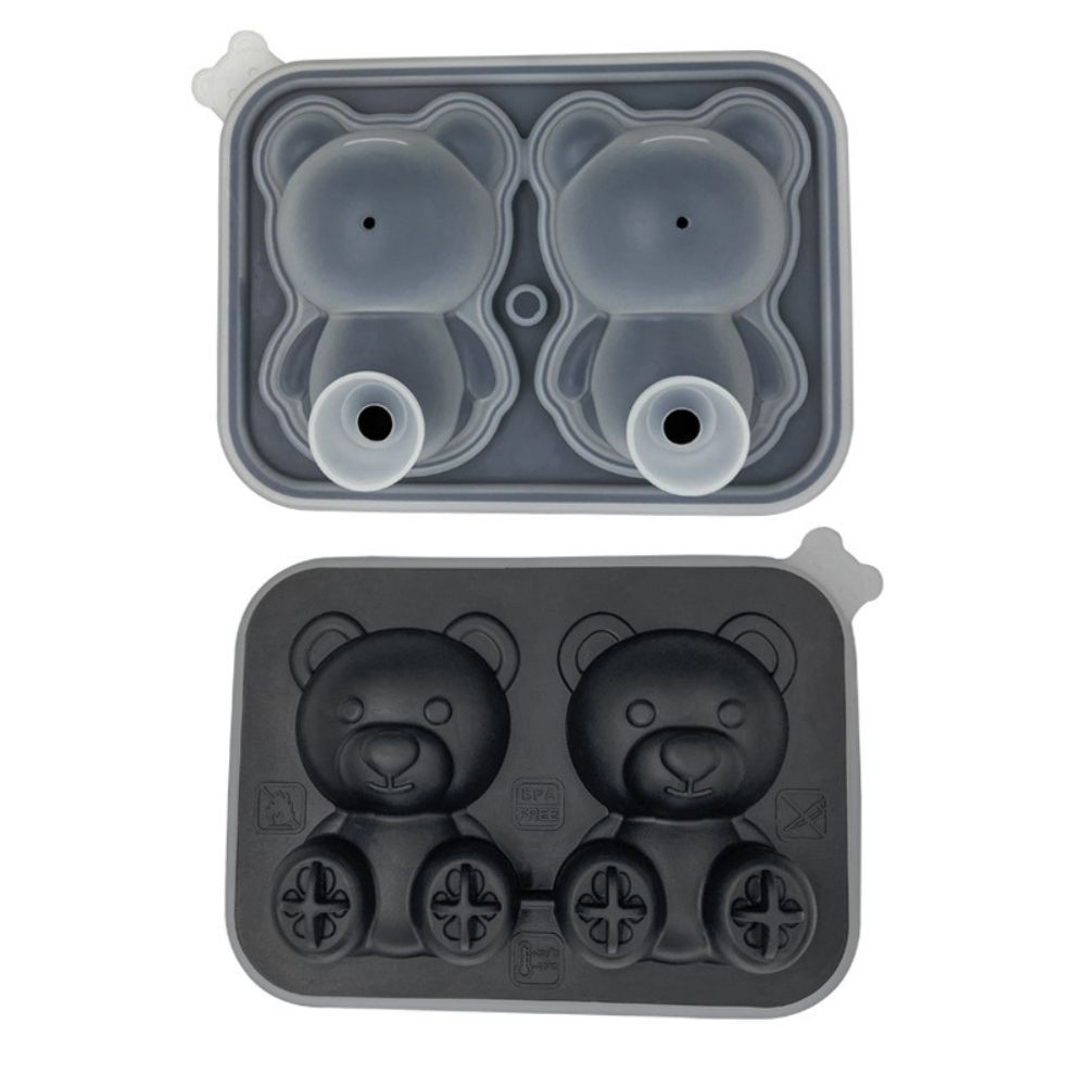 Silicone Ice Cube Tray, Round, Square, Skull, Bear, Heart & Rose Molds for Ice Balls and Large Cubes