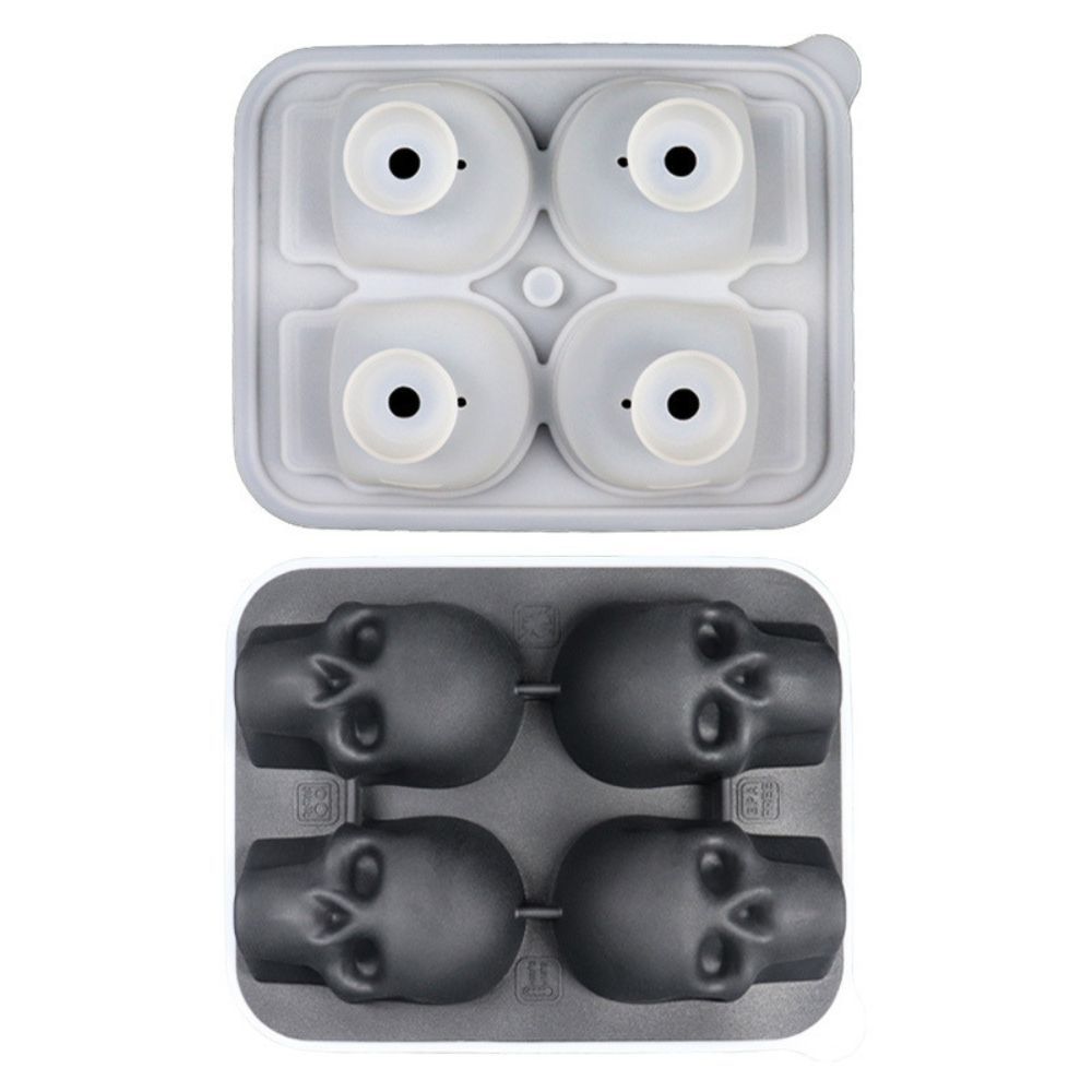 Silicone Ice Cube Tray, Round, Square, Skull, Bear, Heart & Rose Molds for Ice Balls and Large Cubes