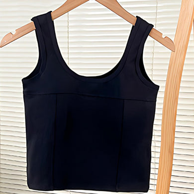 Korean Style Solid Color Square Neck Camisole with Built-in Bra Pad