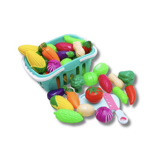 Kids Pretend Play Kitchen Toy Fruit & Vegetable Cutting Playset