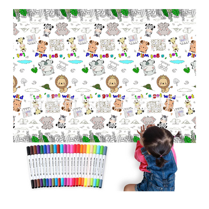 Themed Doodle Colouring Tablecloth Mat