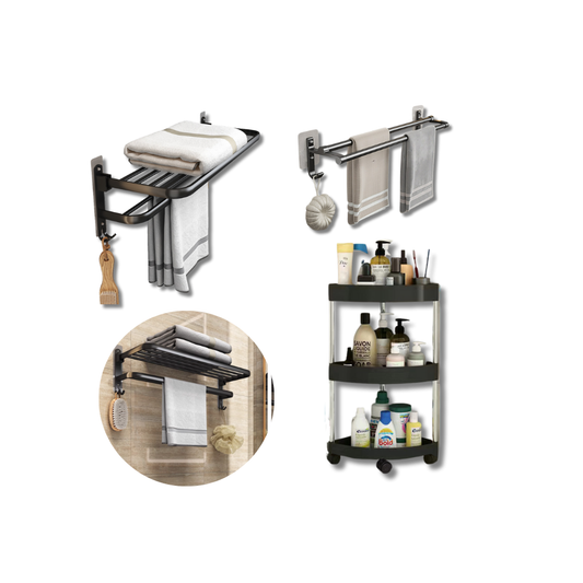 No-Drill Bathroom Towel Rack & Storage Shelf