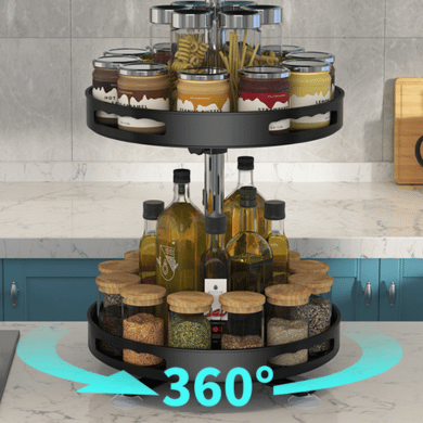 Multi Tier Kitchen Rotating Organizer Double Layer Lazy Susan Storage Rack