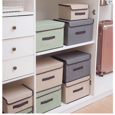 Foldable Fabric Storage Box Set with Lid Dustproof Portable Organizer