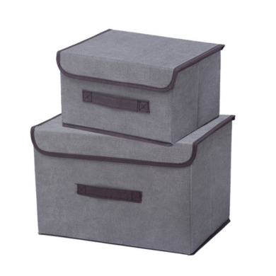 Foldable Fabric Storage Box Set with Lid Dustproof Portable Organizer