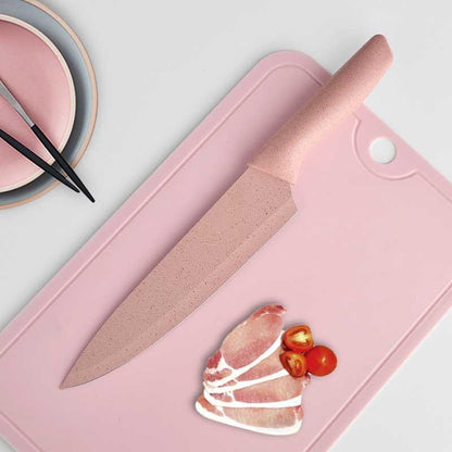 6-Piece Stainless Steel Knife Set with Wheat Straw Handles (Macaron Colors)