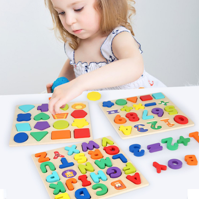3D Wooden Alphabet Matching Puzzle Block Set