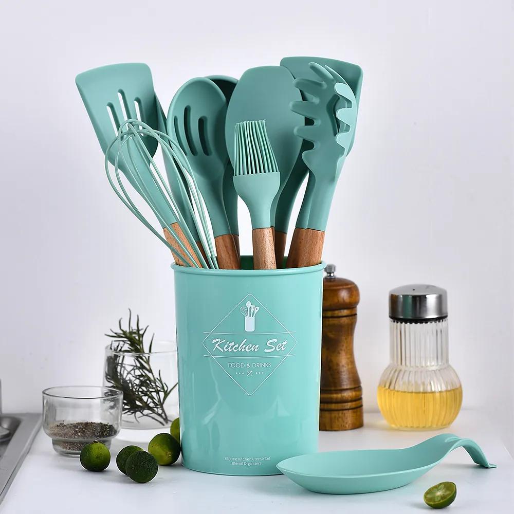 11pcs Silicone Kitchenware Cooking Utensils Set Heat Resistant Kitchen Non-Stick Cooking Utensils Baking Tools [Wistech]