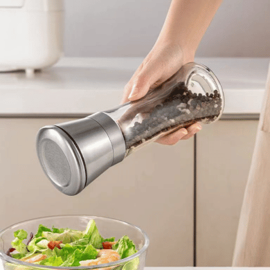 Stainless Steel Pepper Grinder Manual Spice Mill Glass Seasoning Grinder
