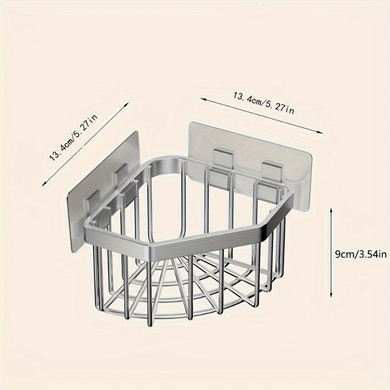 Non Drilling Steel Kitchen Sink Storage Rack Sponge Holder Organizer